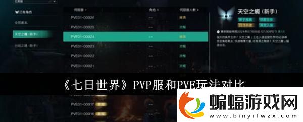 七日世界PVP服和PVE有什么區別